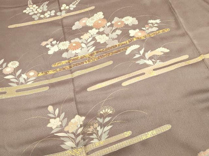 平和屋着物■訪問着 エ霞草花文 金彩 正絹 逸品 DABC9636qp