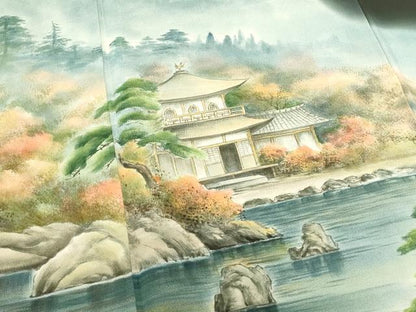 平和屋着物■豪華黒留袖　作家物　手描き　風景松文　暈し染め　正絹　逸品　DABC9647qp