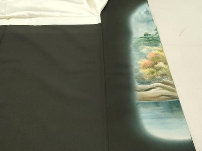 平和屋着物■豪華黒留袖　作家物　手描き　風景松文　暈し染め　正絹　逸品　DABC9647qp