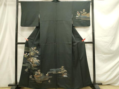 平和屋着物■訪問着 人物風景花松文 金彩 正絹 逸品 DABC9648qp