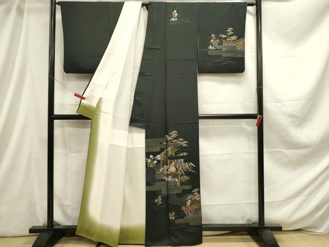 平和屋着物■訪問着 人物風景花松文 金彩 正絹 逸品 DABC9648qp