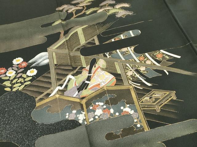 平和屋着物■訪問着 人物風景花松文 金彩 正絹 逸品 DABC9648qp