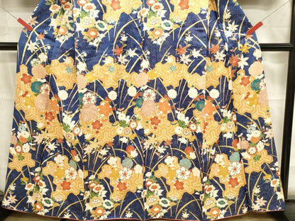 平和屋着物■訪問着 駒刺繍 毘沙門亀甲花文 金通し地 正絹 逸品 DABC9649qp