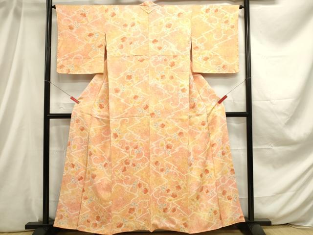 平和屋着物■上質な小紋 絞り 松皮菱花文 正絹 逸品 DABC9650qp