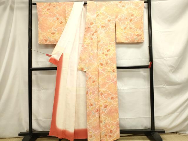平和屋着物■上質な小紋 絞り 松皮菱花文 正絹 逸品 DABC9650qp