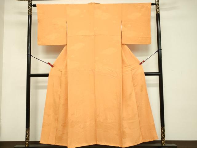 平和屋着物■上質な色無地 吉祥地紋 薄赤朽葉色 正絹 逸品 DABC9663qp