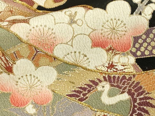 平和屋着物■豪華黒留袖 扇面枝梅文 宝尽くし 金彩 正絹 逸品 DABC9664qp
