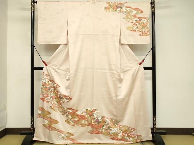 平和屋着物■訪問着 流水屏風花文 金彩 正絹 逸品 DABC9667qp