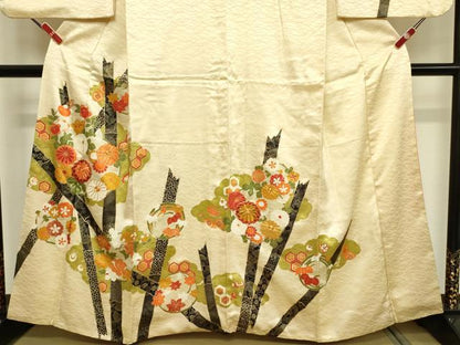 平和屋着物■訪問着 駒刺繍 吉祥花文 金彩 正絹 逸品 DABC9673qp