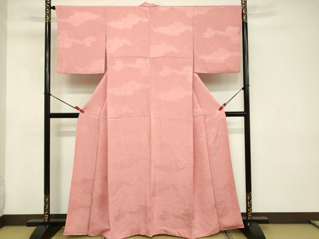 平和屋着物■上質な色無地 霞地紋 薄紅色 正絹 逸品 DABC9689qp
