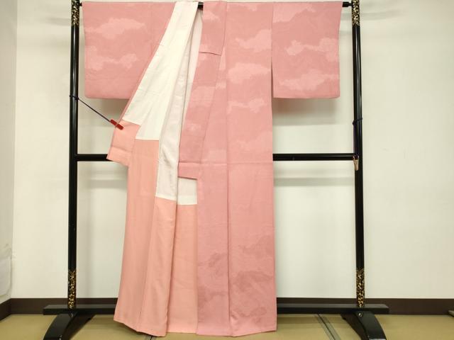 平和屋着物■上質な色無地 霞地紋 薄紅色 正絹 逸品 DABC9689qp