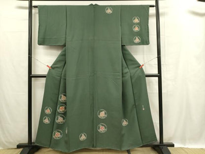 平和屋着物■訪問着 作家物 駒刺繍 花丸文 枝椿 正絹 逸品 未使用 DABC9700qp