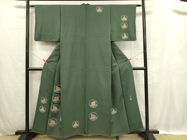 平和屋着物■訪問着 作家物 駒刺繍 花丸文 枝椿 正絹 逸品 未使用 DABC9700qp