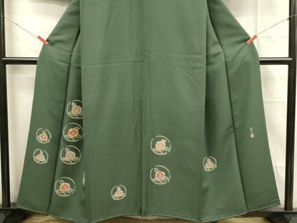 平和屋着物■訪問着 作家物 駒刺繍 花丸文 枝椿 正絹 逸品 未使用 DABC9700qp