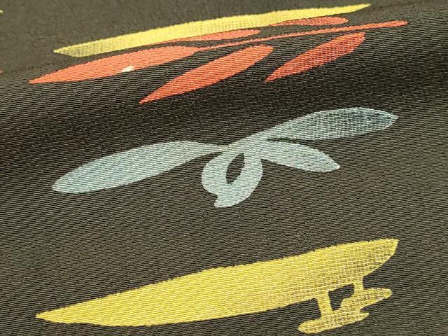 平和屋着物■上質な小紋 舞葉文 黒地 正絹 逸品 DABC9705qp