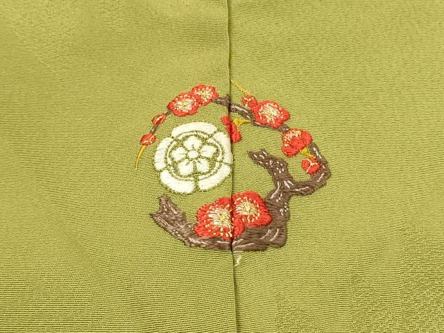 平和屋着物■上質な色無地 孔雀地紋 抹茶色 正絹 逸品 DABC9709qp