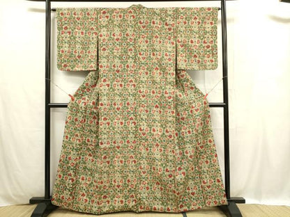 平和屋着物■上質な小紋 花菱文 正絹 逸品 DABC9717qp