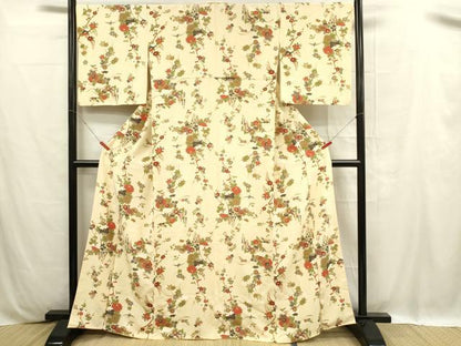 平和屋着物■上質な小紋 枝花文 正絹 逸品 DABC9724qp