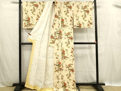 平和屋着物■上質な小紋 枝花文 正絹 逸品 DABC9724qp