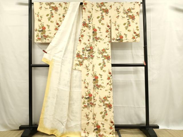 平和屋着物■上質な小紋 枝花文 正絹 逸品 DABC9724qp