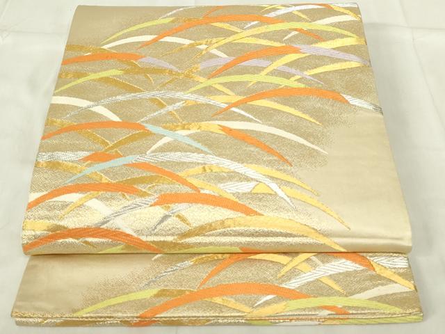 平和屋着物◎西陣 服部織物謹製 六通柄袋帯 唐織 松風 芝文 金銀糸 正絹 逸品 DABC9733qp