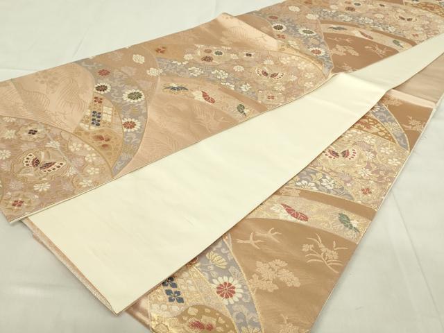 平和屋着物◎六通柄袋帯 吉祥花文 金銀糸 正絹 逸品 DABC9734qp