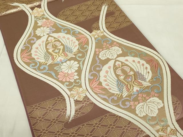 平和屋着物◎六通柄袋帯 唐織 立涌鳳凰花文 金糸 正絹 逸品 DABC9749qp