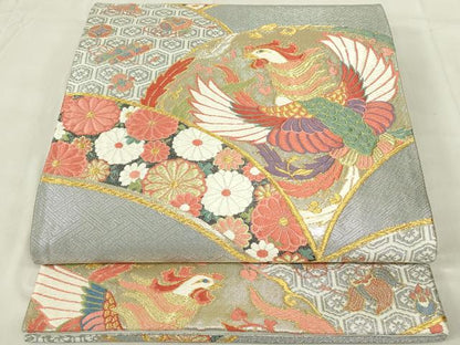 平和屋着物◎六通柄袋帯 唐織 鳳凰花文 金銀糸 正絹 逸品 DABC9756qp