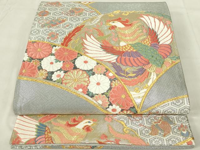平和屋着物◎六通柄袋帯 唐織 鳳凰花文 金銀糸 正絹 逸品 DABC9756qp