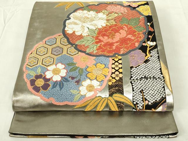 平和屋着物◎西陣 六通柄袋帯 唐織 作家物 慶祥典雅文 正絹 逸品 DABC9759qp