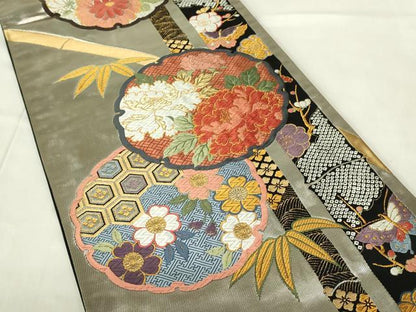 平和屋着物◎西陣 六通柄袋帯 唐織 作家物 慶祥典雅文 正絹 逸品 DABC9759qp