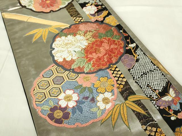 平和屋着物◎西陣 六通柄袋帯 唐織 作家物 慶祥典雅文 正絹 逸品 DABC9759qp