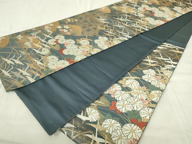 平和屋着物◎六通柄袋帯 唐織 飛鶴花文 正絹 逸品 DABC9761qp
