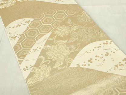 平和屋着物◎六通柄袋帯 更紗花文 金糸 正絹 逸品 DABC9766qp
