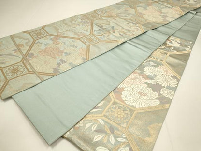 平和屋着物◎六通柄袋帯　唐織　花鳥文　金糸　正絹　逸品　DABC9801qp