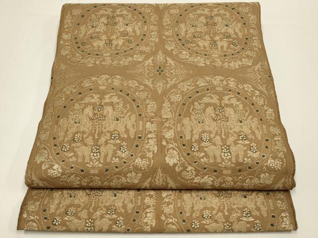 平和屋着物◎六通柄　京袋帯　狩猟文　正絹　逸品　DABC9818qp