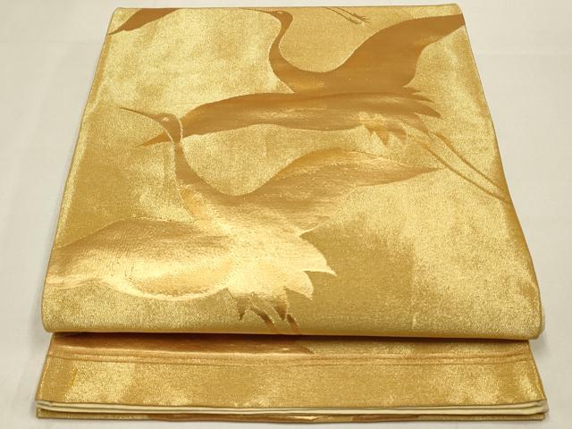 平和屋着物◎六通柄袋帯　飛鶴文　金糸　正絹　逸品　DABC9824qp