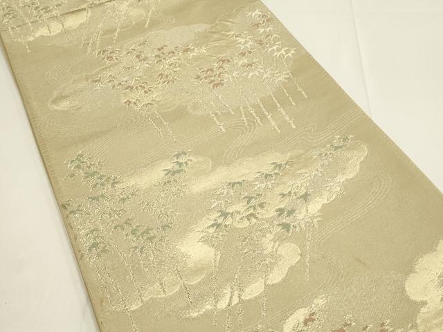 平和屋着物◎六通柄袋帯　笹竹文　金糸　正絹　逸品　DABC9832qp