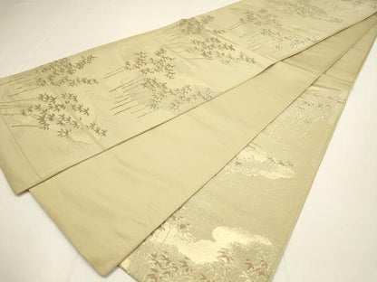 平和屋着物◎六通柄袋帯　笹竹文　金糸　正絹　逸品　DABC9832qp