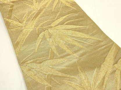 平和屋着物◎六通柄袋帯 笹竹文 金糸 正絹 逸品 DABC9834qp