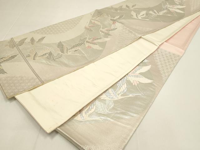 平和屋着物◎六通柄袋帯 飛鶴文 銀糸 正絹 逸品 DABC9839qp