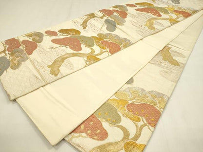 平和屋着物◎六通柄袋帯　枝松文　金銀糸　正絹　逸品　DABC9858qp