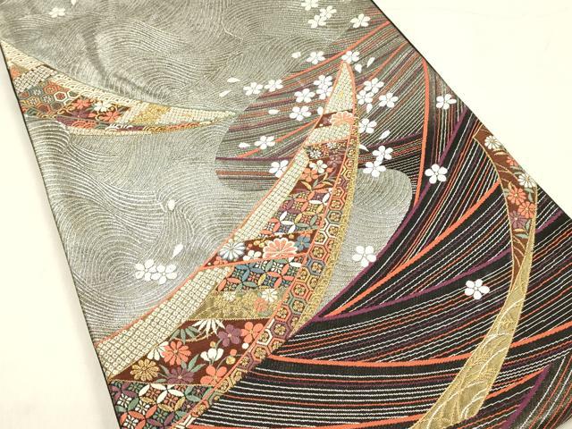 平和屋着物◎六通柄袋帯　彩波秀宝舟模様　金銀糸　正絹　逸品　DABC9880qp