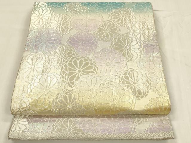 平和屋着物◎全通柄袋帯　花尽くし　金銀糸　正絹　逸品　DABC9884qp