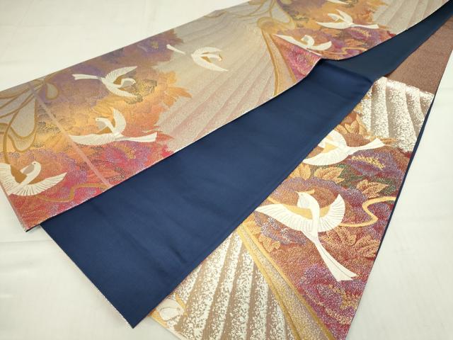平和屋着物◎六通柄袋帯　花鳥文　金銀糸　正絹　逸品　DABC9904qp