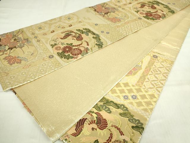 平和屋着物◎佐賀錦　六通柄袋帯　天井花鳥文　金糸　正絹　逸品　DABC9915qp