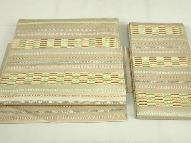 平和屋着物◎つけ帯 唐織 横段文 正絹 逸品 DABC9922qp