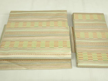 平和屋着物◎つけ帯　唐織　横段文　正絹　逸品　DABC9922qp