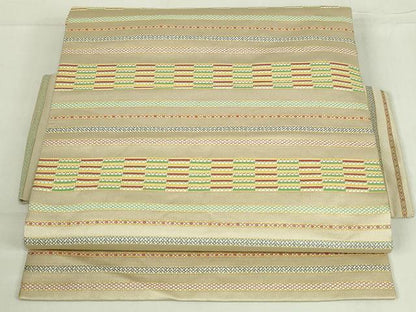 平和屋着物◎つけ帯　唐織　横段文　正絹　逸品　DABC9922qp