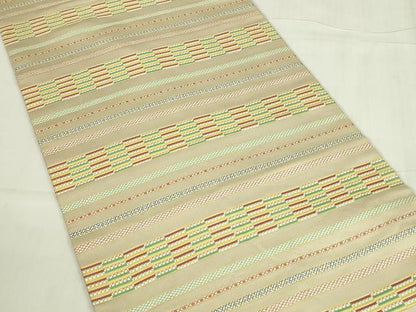 平和屋着物◎つけ帯　唐織　横段文　正絹　逸品　DABC9922qp